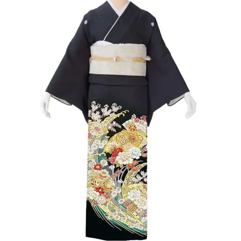 【0142】_留袖 花檜扇に鼓 グリーン暈(LL)