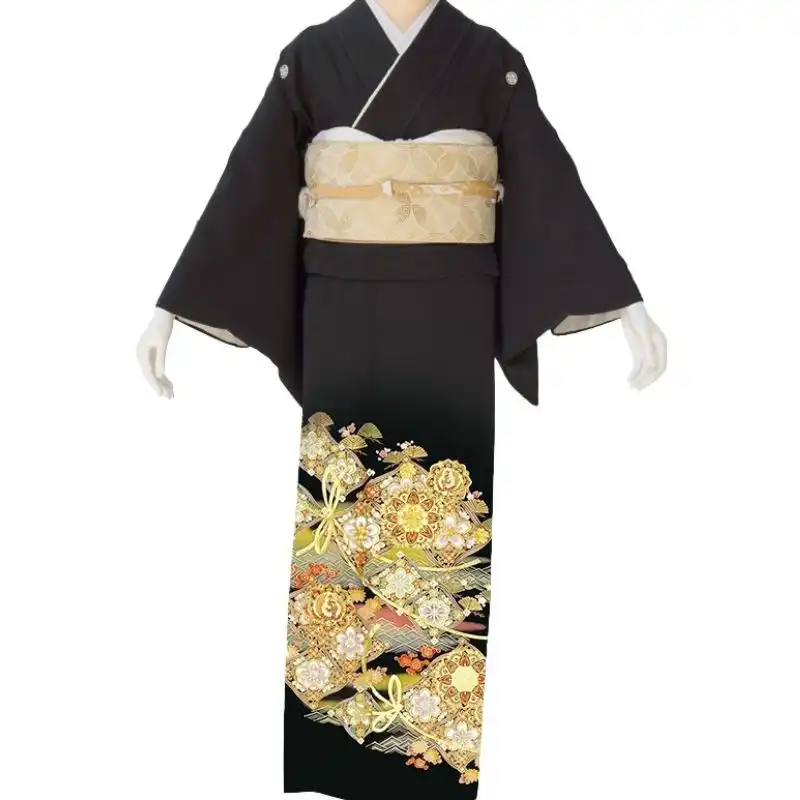 【0143】留袖 更紗に菱花 紫グリーン暈(LL)